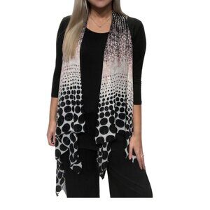 Navy Blue Polka Dot Sheer Sleeveless Scarf Vest Sz One Size